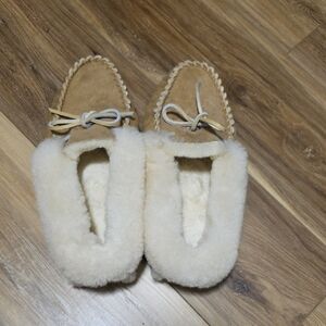 Cozy Tan and Cream Women's Moccasin Slippers